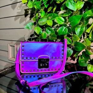 IRIDESCENT Fushia & MIRRORED Mauve Leather Small Michael Kors Crossbody Bag